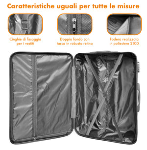 Set Di 3 Valigie Rigide ABS Valigia Da Viaggio Con Chiusura Lucchetto Combinazione Grande Media Piccola Forti Resistenti Manico Telescopico Trolley Borsa Vacanze Set Viaggio Treno Aereo Auto Fuxia