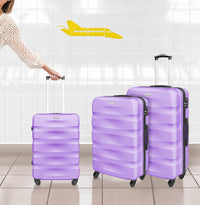 Set Di 3 Valigie Rigide ABS Valigia Da Viaggio Con Chiusura Lucchetto Combinazione Grande Media Piccola Forti Resistenti Manico Telescopico Trolley Borsa Vacanze Set Viaggio Treno Aereo Auto Lilla