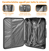 Set Di 3 Valigie Rigide ABS Valigia Da Viaggio Con Chiusura Lucchetto Combinazione Grande Media Piccola Forti Resistenti Manico Telescopico Trolley Borsa Vacanze Set Viaggio Treno Aereo Auto Lilla