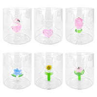 Set 6 Bicchieri 3D In Vetro Borosilicato 36 CL In ResistentI Con Figura All'interno Bicchiere Design Moderno Cucina Certificati Contatto Alimentare Lavastoviglie  Wild