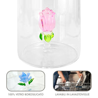 Set 6 Bicchieri 3D In Vetro Borosilicato 36 CL In ResistentI Con Figura All'interno Bicchiere Design Moderno Cucina Certificati Contatto Alimentare Lavastoviglie  Wild