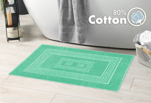 Tappeto Bagno Assorbente In Spugna Varie Misure Da Scendidoccia A Tappeto Grande Lavorazione Jacquard Tinta Unita Ricamo Cornice Lavabile Lavatrice AcquaMarina - Scendidoccia45x60