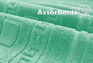 Tappeto Bagno Assorbente In Spugna Varie Misure Da Scendidoccia A Tappeto Grande Lavorazione Jacquard Tinta Unita Ricamo Cornice Lavabile Lavatrice AcquaMarina - Scendidoccia45x60