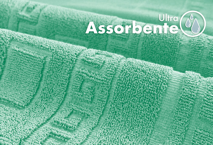 Tappeto Bagno Assorbente In Spugna Varie Misure Da Scendidoccia A Tappeto Grande Lavorazione Jacquard Tinta Unita Ricamo Cornice Lavabile Lavatrice AcquaMarina - TappetoBagno60x120