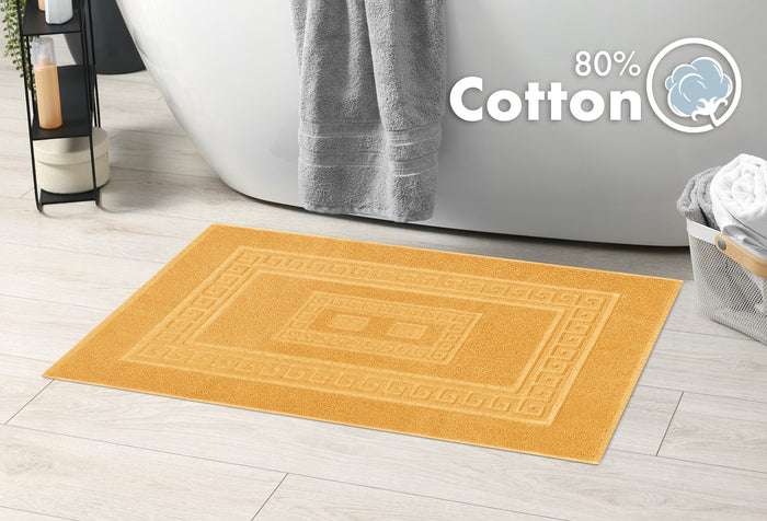 Tappeto Bagno Assorbente In Spugna Varie Misure Da Scendidoccia A Tappeto Grande Lavorazione Jacquard Tinta Unita Ricamo Cornice Lavabile Lavatrice Arancione - TappetoBagno60x120