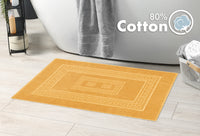 Tappeto Bagno Assorbente In Spugna Varie Misure Da Scendidoccia A Tappeto Grande Lavorazione Jacquard Tinta Unita Ricamo Cornice Lavabile Lavatrice Arancione - TappetoBagno60x90