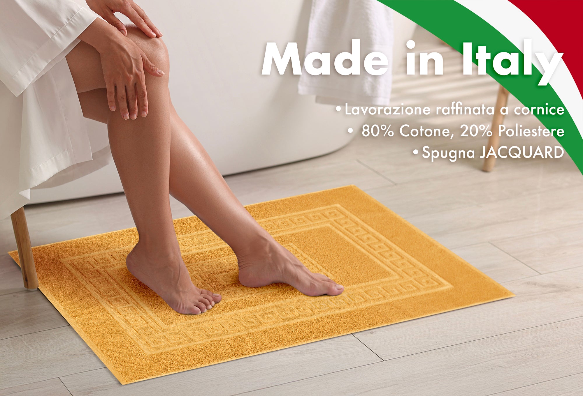 Tappeto Bagno Assorbente In Spugna Varie Misure Da Scendidoccia A Tappeto Grande Lavorazione Jacquard Tinta Unita Ricamo Cornice Lavabile Lavatrice Arancione - TappetoBagno60x120