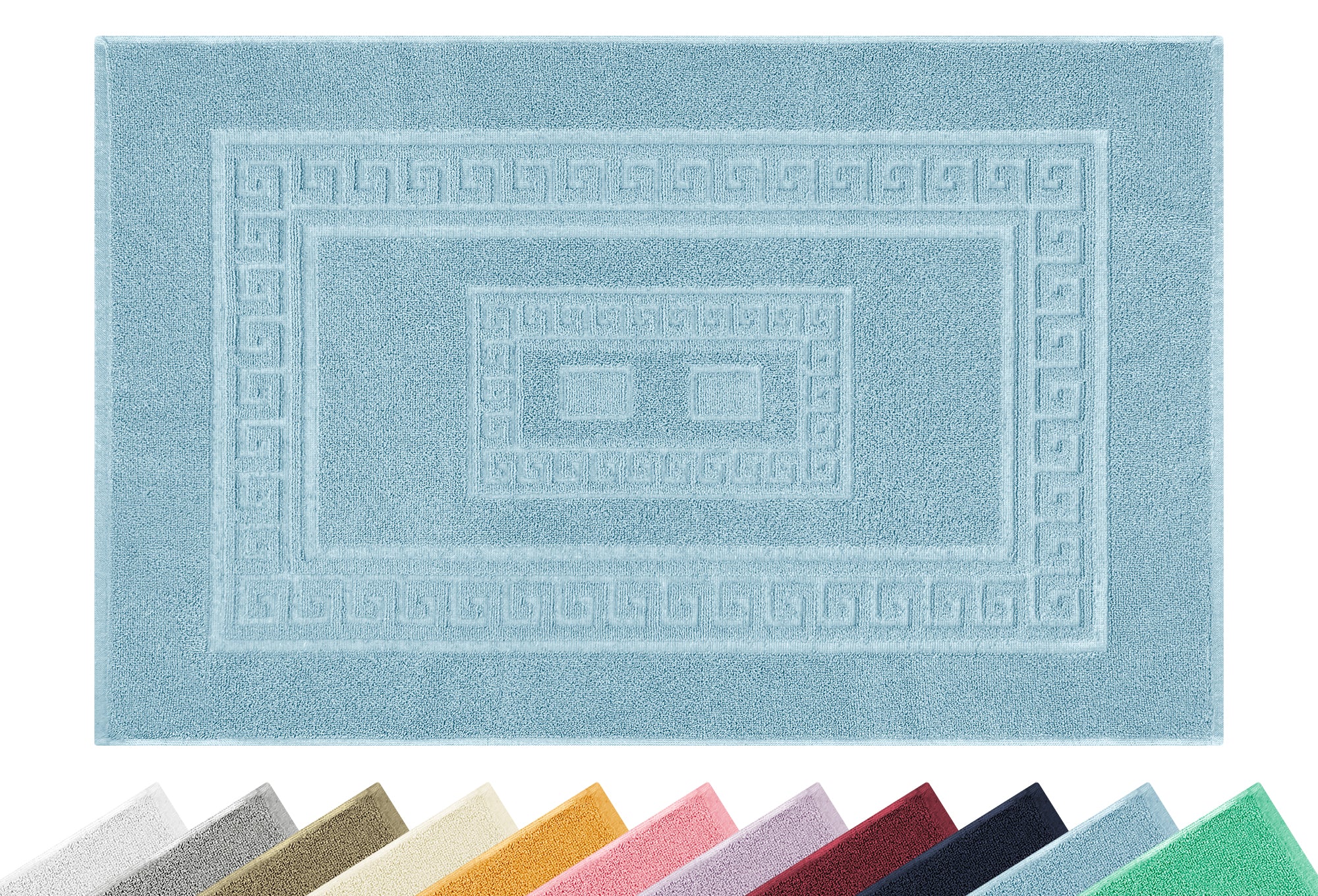 Tappeto Bagno Assorbente In Spugna Varie Misure Da Scendidoccia A Tappeto Grande Lavorazione Jacquard Tinta Unita Ricamo Cornice Lavabile Lavatrice Azzurro - Scendidoccia45x60