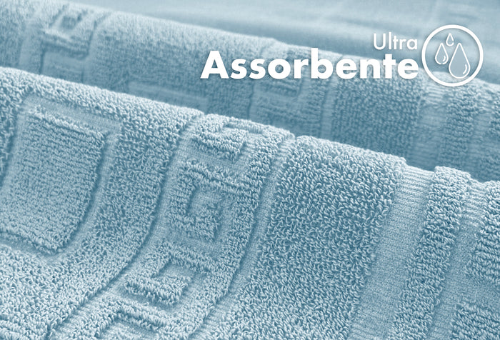 Tappeto Bagno Assorbente In Spugna Varie Misure Da Scendidoccia A Tappeto Grande Lavorazione Jacquard Tinta Unita Ricamo Cornice Lavabile Lavatrice Azzurro - Scendidoccia45x60