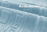 Tappeto Bagno Assorbente In Spugna Varie Misure Da Scendidoccia A Tappeto Grande Lavorazione Jacquard Tinta Unita Ricamo Cornice Lavabile Lavatrice Azzurro - TappetoBagno60x90