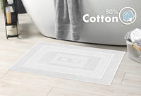 Tappeto Bagno Assorbente In Spugna Varie Misure Da Scendidoccia A Tappeto Grande Lavorazione Jacquard Tinta Unita Ricamo Cornice Lavabile Lavatrice Bianco - Scendidoccia45x60