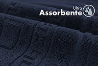 Tappeto Bagno Assorbente In Spugna Varie Misure Da Scendidoccia A Tappeto Grande Lavorazione Jacquard Tinta Unita Ricamo Cornice Lavabile Lavatrice BluScuro - Scendidoccia45x60