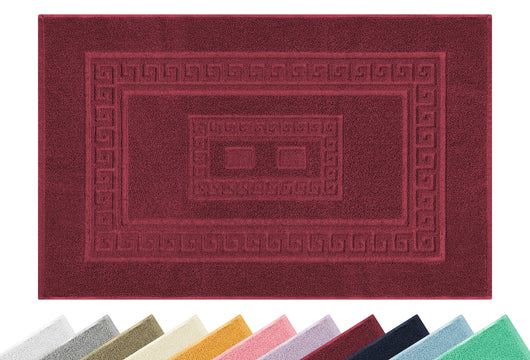 Tappeto Bagno Assorbente In Spugna Varie Misure Da Scendidoccia A Tappeto Grande Lavorazione Jacquard Tinta Unita Ricamo Cornice Lavabile Lavatrice Bordeaux - TappetoBagno60x90