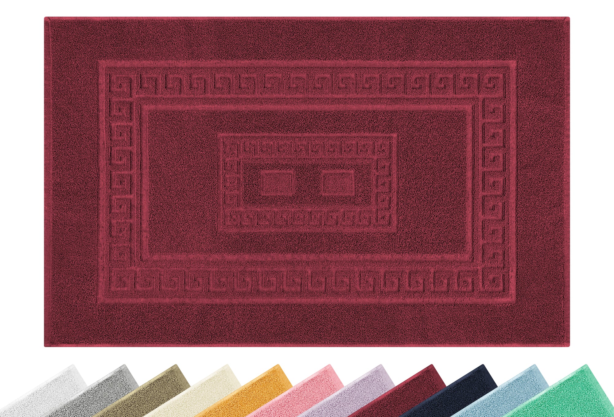 Tappeto Bagno Assorbente In Spugna Varie Misure Da Scendidoccia A Tappeto Grande Lavorazione Jacquard Tinta Unita Ricamo Cornice Lavabile Lavatrice Bordeaux - TappetoBagno60x120