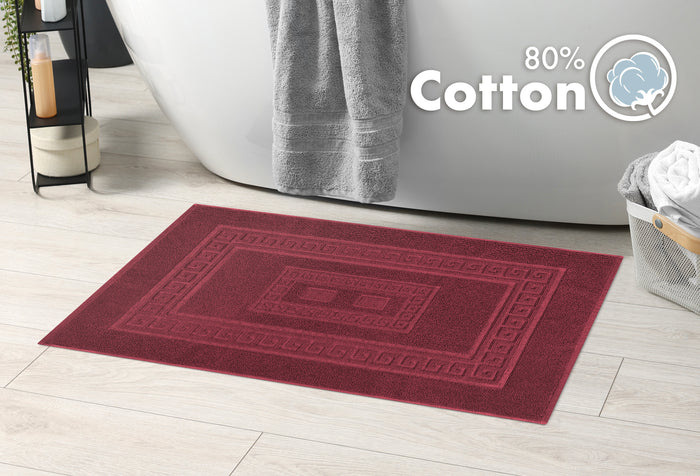 Tappeto Bagno Assorbente In Spugna Varie Misure Da Scendidoccia A Tappeto Grande Lavorazione Jacquard Tinta Unita Ricamo Cornice Lavabile Lavatrice Bordeaux - TappetoBagno60x120