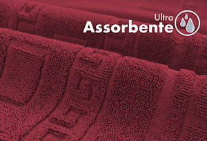 Tappeto Bagno Assorbente In Spugna Varie Misure Da Scendidoccia A Tappeto Grande Lavorazione Jacquard Tinta Unita Ricamo Cornice Lavabile Lavatrice Bordeaux - TappetoBagno60x120