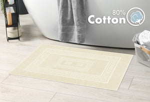 Tappeto Bagno Assorbente In Spugna Varie Misure Da Scendidoccia A Tappeto Grande Lavorazione Jacquard Tinta Unita Ricamo Cornice Lavabile Lavatrice Crema - TappetoBagno60x120