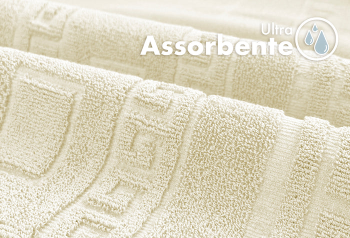 Tappeto Bagno Assorbente In Spugna Varie Misure Da Scendidoccia A Tappeto Grande Lavorazione Jacquard Tinta Unita Ricamo Cornice Lavabile Lavatrice Crema - TappetoBagno60x120