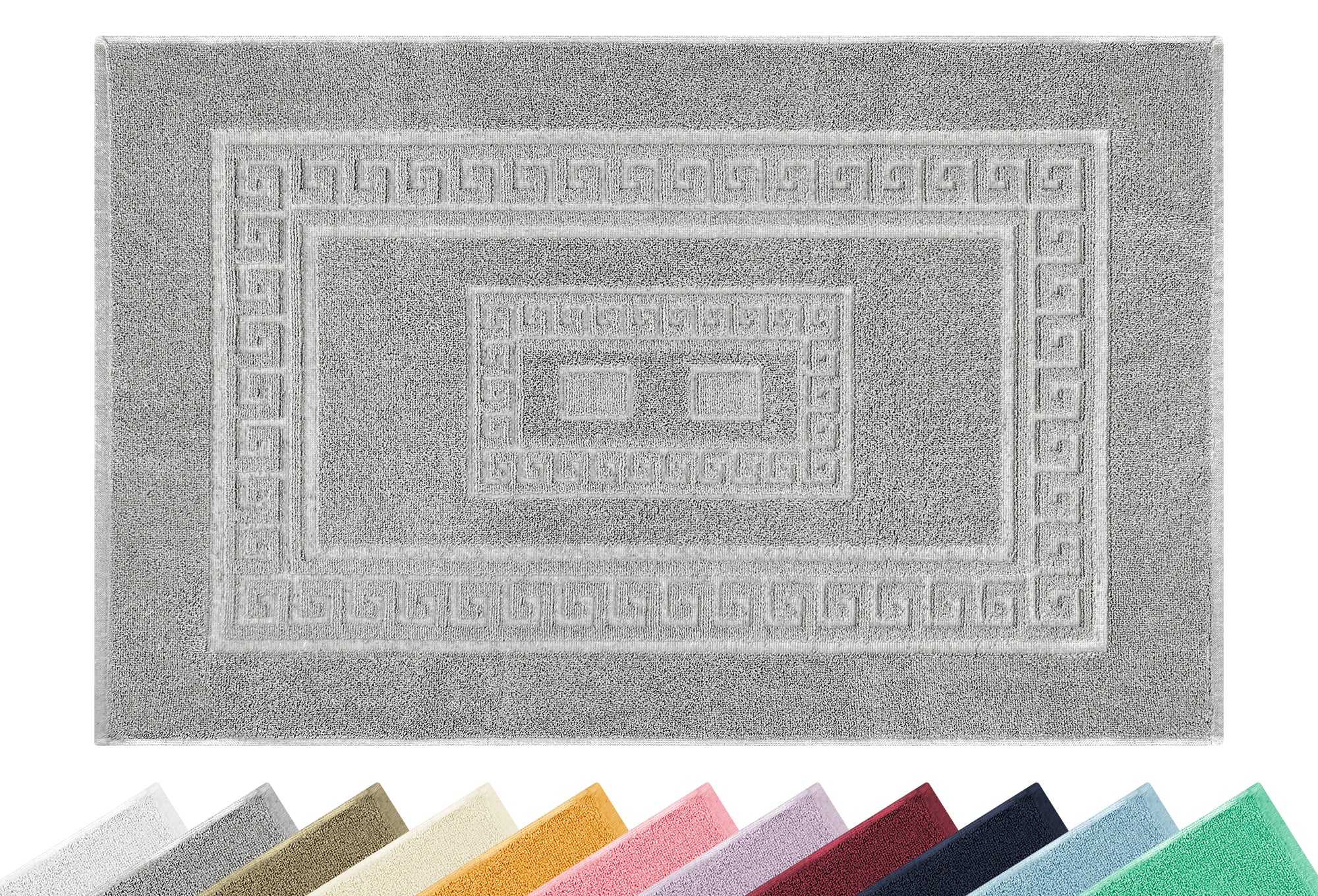 Tappeto Bagno Assorbente In Spugna Varie Misure Da Scendidoccia A Tappeto Grande Lavorazione Jacquard Tinta Unita Ricamo Cornice Lavabile Lavatrice Grigio - TappetoBagno60x120