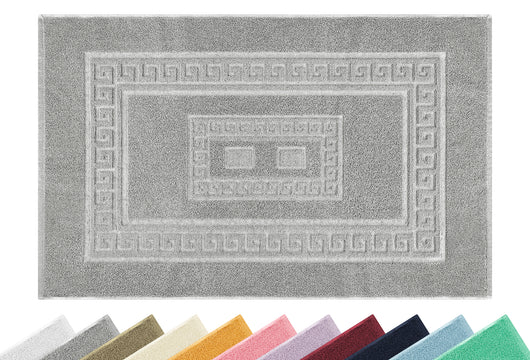 Tappeto Bagno Assorbente In Spugna Varie Misure Da Scendidoccia A Tappeto Grande Lavorazione Jacquard Tinta Unita Ricamo Cornice Lavabile Lavatrice Grigio - TappetoBagno60x120