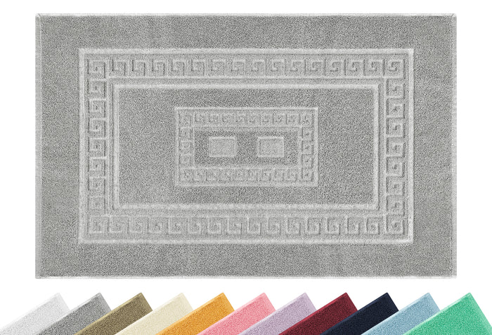 Tappeto Bagno Assorbente In Spugna Varie Misure Da Scendidoccia A Tappeto Grande Lavorazione Jacquard Tinta Unita Ricamo Cornice Lavabile Lavatrice Grigio - TappetoBagno60x120