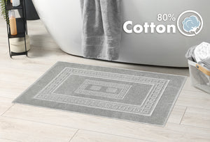 Tappeto Bagno Assorbente In Spugna Varie Misure Da Scendidoccia A Tappeto Grande Lavorazione Jacquard Tinta Unita Ricamo Cornice Lavabile Lavatrice Grigio - Scendidoccia45x60