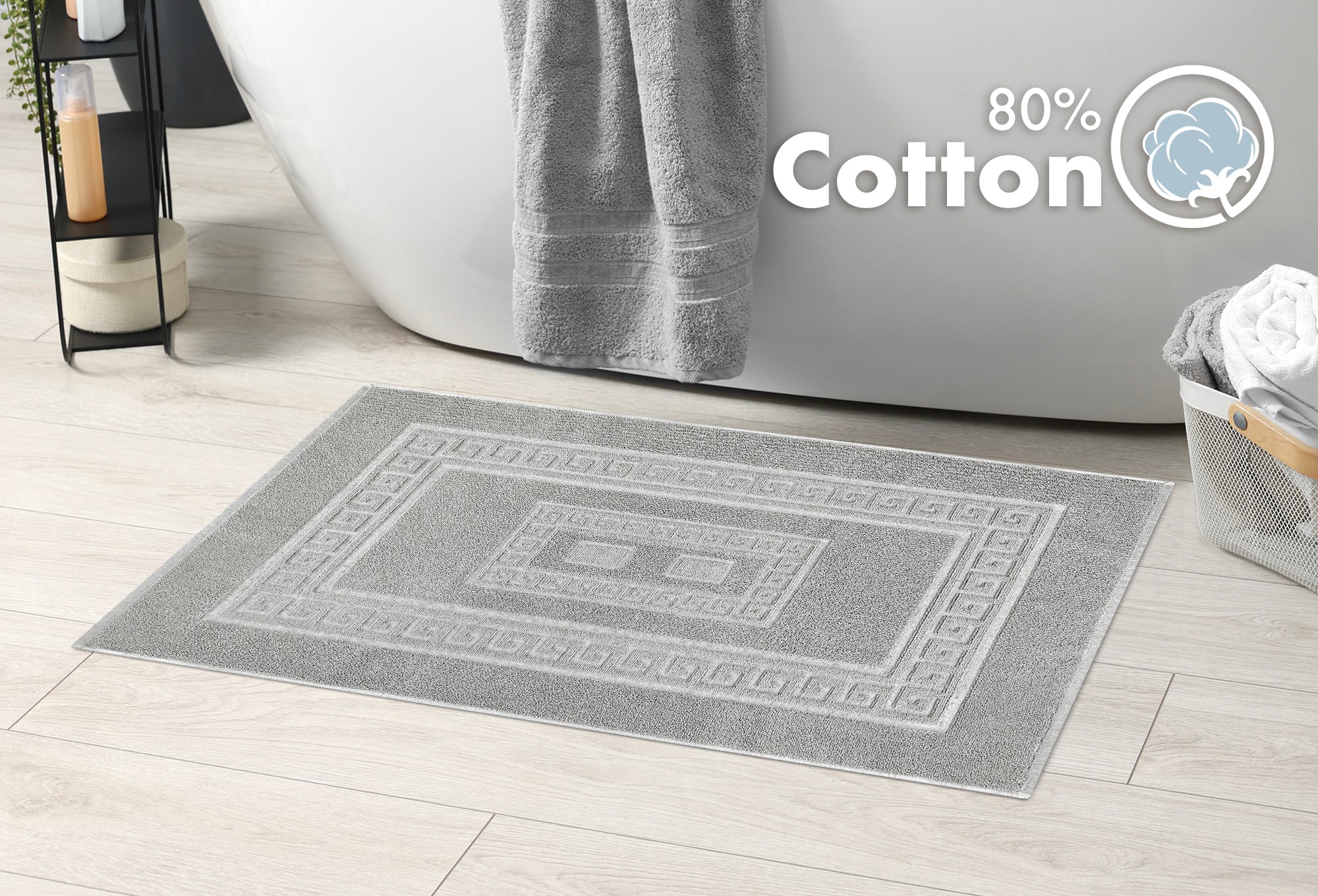 Tappeto Bagno Assorbente In Spugna Varie Misure Da Scendidoccia A Tappeto Grande Lavorazione Jacquard Tinta Unita Ricamo Cornice Lavabile Lavatrice Grigio - TappetoBagno60x120