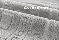 Tappeto Bagno Assorbente In Spugna Varie Misure Da Scendidoccia A Tappeto Grande Lavorazione Jacquard Tinta Unita Ricamo Cornice Lavabile Lavatrice Grigio - TappetoBagno60x120