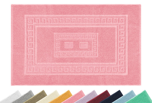 Tappeto Bagno Assorbente In Spugna Varie Misure Da Scendidoccia A Tappeto Grande Lavorazione Jacquard Tinta Unita Ricamo Cornice Lavabile Lavatrice Rosa - Scendidoccia45x60