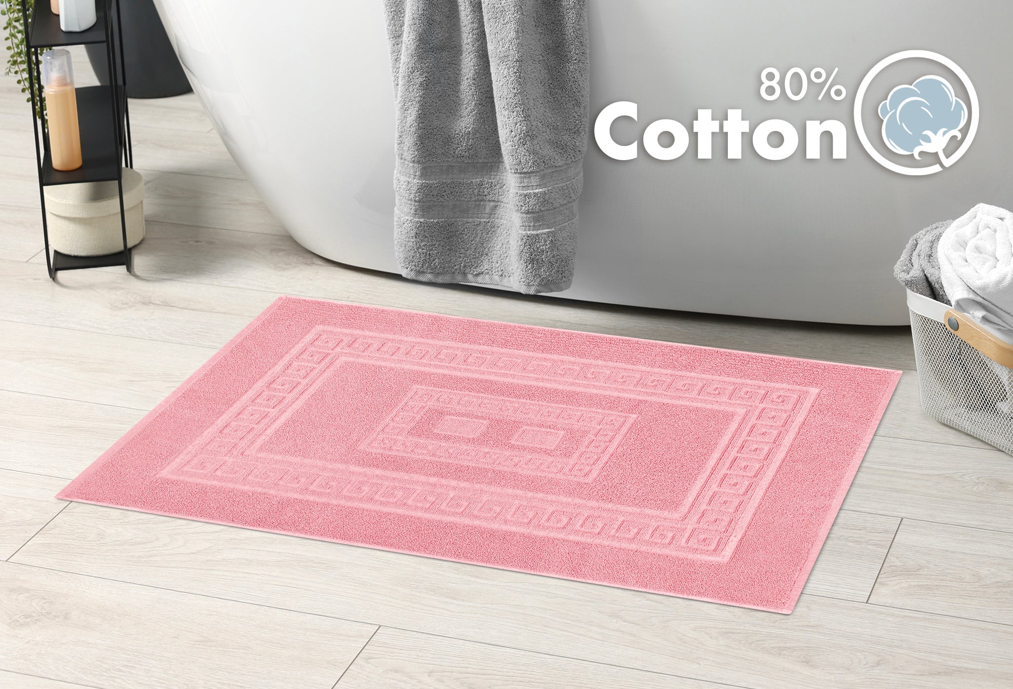 Tappeto Bagno Assorbente In Spugna Varie Misure Da Scendidoccia A Tappeto Grande Lavorazione Jacquard Tinta Unita Ricamo Cornice Lavabile Lavatrice Rosa - Scendidoccia45x60