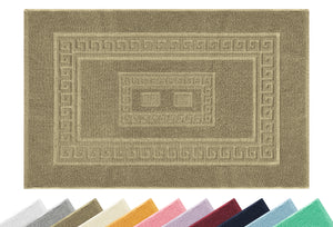 Tappeto Bagno Assorbente In Spugna Varie Misure Da Scendidoccia A Tappeto Grande Lavorazione Jacquard Tinta Unita Ricamo Cornice Lavabile Lavatrice Tortora - TappetoBagno60x120