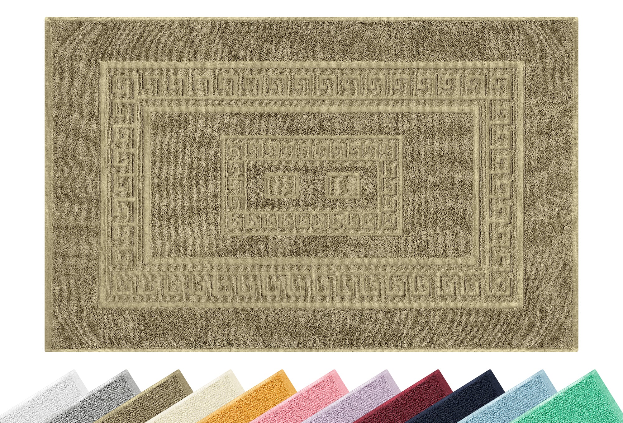 Tappeto Bagno Assorbente In Spugna Varie Misure Da Scendidoccia A Tappeto Grande Lavorazione Jacquard Tinta Unita Ricamo Cornice Lavabile Lavatrice Tortora - TappetoBagno60x90