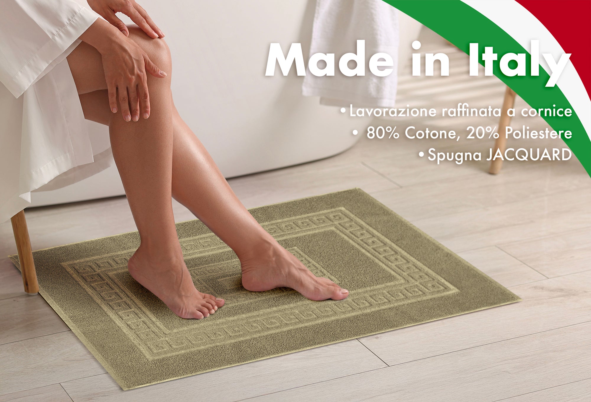 Tappeto Bagno Assorbente In Spugna Varie Misure Da Scendidoccia A Tappeto Grande Lavorazione Jacquard Tinta Unita Ricamo Cornice Lavabile Lavatrice Tortora - Scendidoccia45x60