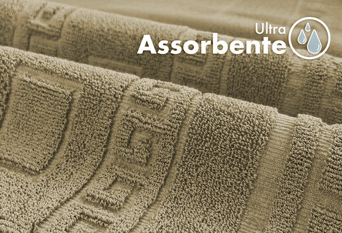 Tappeto Bagno Assorbente In Spugna Varie Misure Da Scendidoccia A Tappeto Grande Lavorazione Jacquard Tinta Unita Ricamo Cornice Lavabile Lavatrice Tortora - Scendidoccia45x60