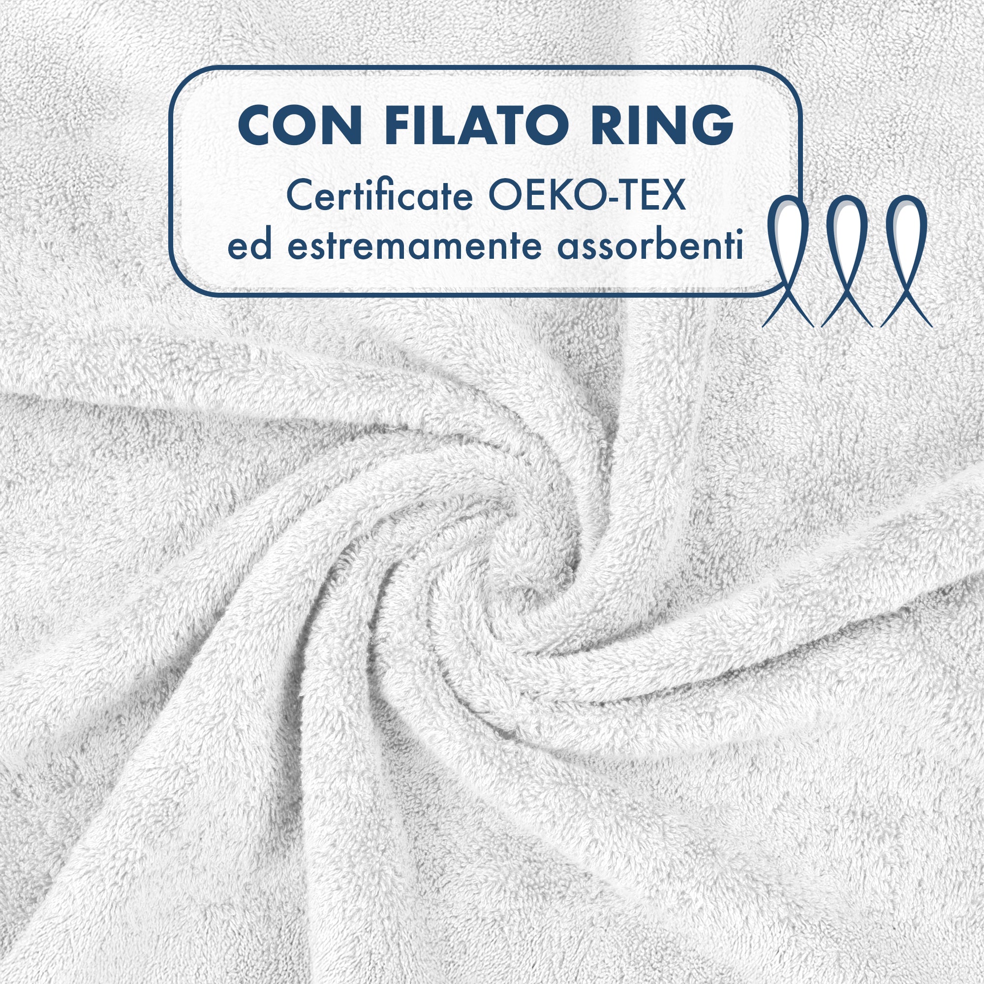 Asciugamani Bagno 100% Spugna Puro Cotone 500 Gr 4 Pezzi 2 Salvietta Viso 2 Asciugamano Ospite Mani Qualità Certificato Oeko-Tex Salviette Super Morbide Bicolore Bianco/GrigioPerla