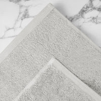 Asciugamani Bagno 100% Spugna Puro Cotone 500 Gr 4 Pezzi 2 Salvietta Viso 2 Asciugamano Ospite Mani Qualità Certificato Oeko-Tex Salviette Super Morbide Bicolore Bianco/GrigioPerla