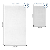 Asciugamani Bagno 100% Spugna Puro Cotone 500 Gr 4 Pezzi 2 Salvietta Viso 2 Asciugamano Ospite Mani Qualità Certificato Oeko-Tex Salviette Super Morbide Bicolore Bianco/GrigioPerla