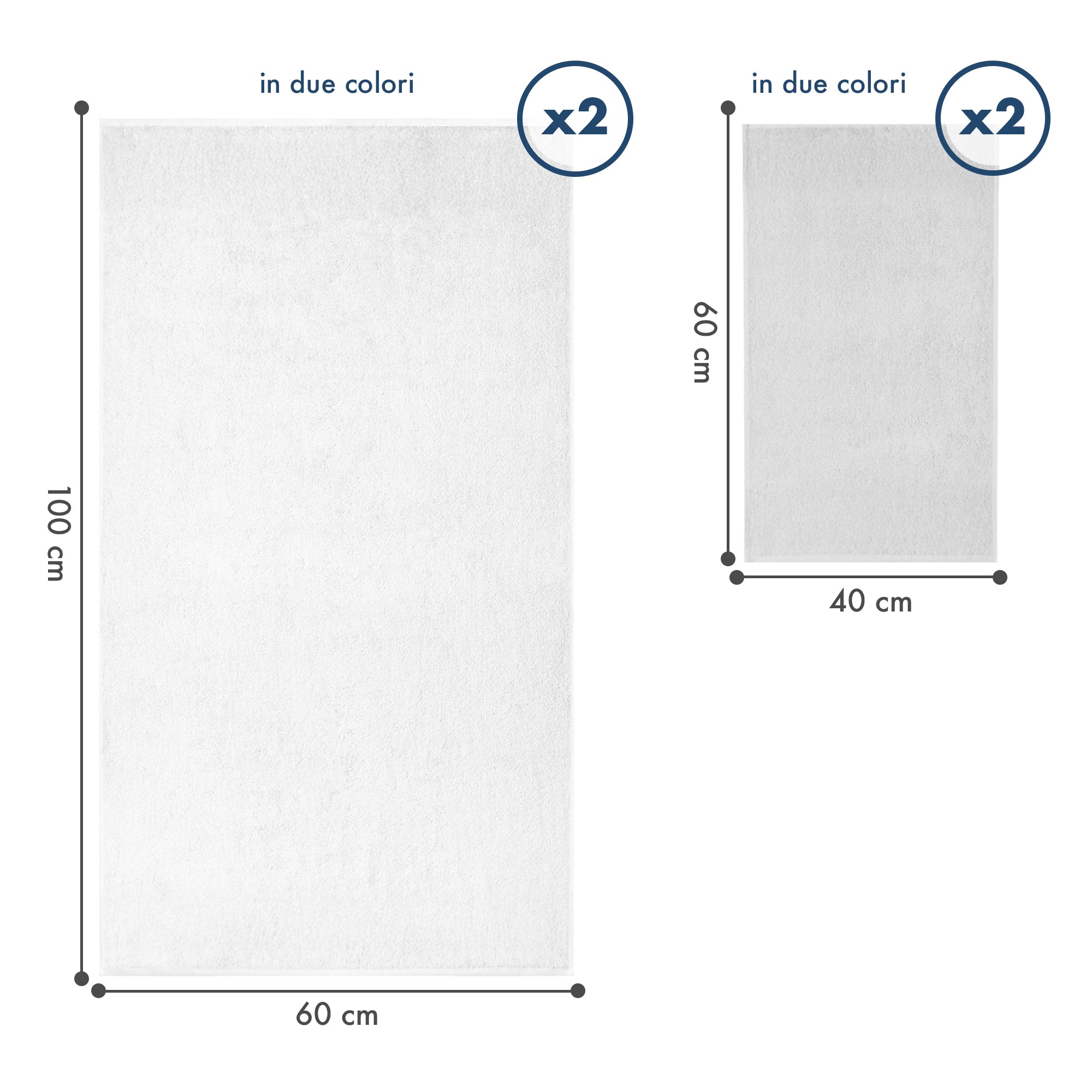 Asciugamani Bagno 100% Spugna Puro Cotone 500 Gr 4 Pezzi 2 Salvietta Viso 2 Asciugamano Ospite Mani Qualità Certificato Oeko-Tex Salviette Super Morbide Bicolore Bianco/GrigioPerla