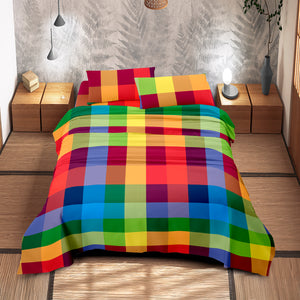 Completo Letto Matrimoniale No Stiro Set Lenzuola In Morbida Microfibra Anallergica Lenzuolo Sotto Con Angoli Elastici Fino 30 Cm, Lenzuolo Teso Sopra 2 Federe Prodotto Italiano  Chess Multicolor