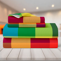 Completo Letto Matrimoniale No Stiro Set Lenzuola In Morbida Microfibra Anallergica Lenzuolo Sotto Con Angoli Elastici Fino 30 Cm, Lenzuolo Teso Sopra 2 Federe Prodotto Italiano  Chess Multicolor