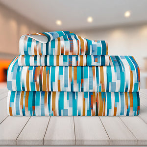 Completo Letto Matrimoniale No Stiro Set Lenzuola In Morbida Microfibra Anallergica Lenzuolo Sotto Con Angoli Elastici Fino 30 Cm, Lenzuolo Teso Sopra 2 Federe Prodotto Italiano  Frammenti