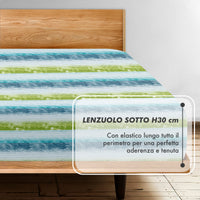 Completo Letto Matrimoniale No Stiro Set Lenzuola In Morbida Microfibra Anallergica Lenzuolo Sotto Con Angoli Elastici Fino 30 Cm, Lenzuolo Teso Sopra 2 Federe Prodotto Italiano  Funline