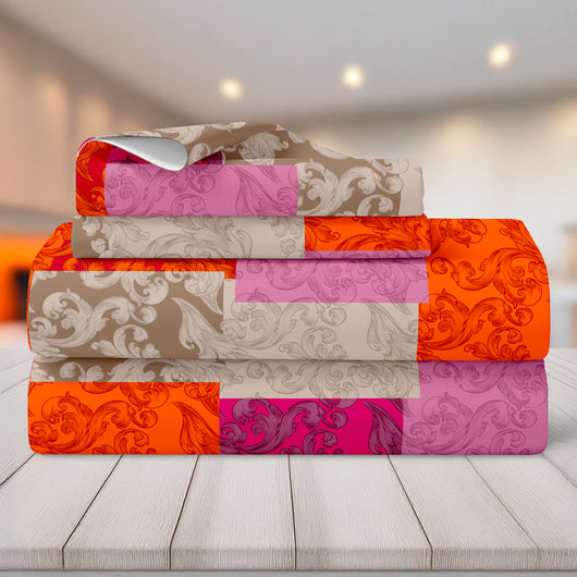 Completo Letto Matrimoniale No Stiro Set Lenzuola In Morbida Microfibra Anallergica Lenzuolo Sotto Con Angoli Elastici Fino 30 Cm, Lenzuolo Teso Sopra 2 Federe Prodotto Italiano  Ornamental