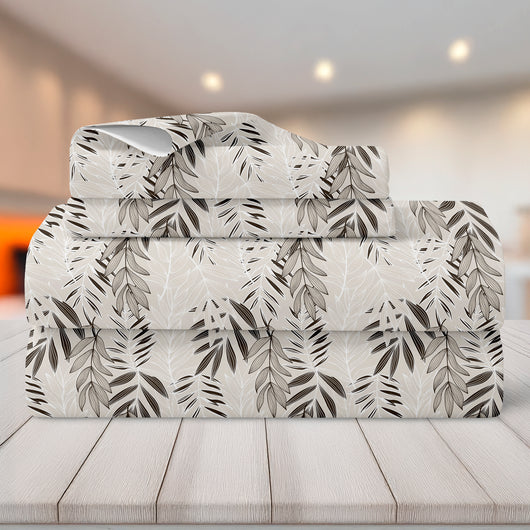 Completo Letto Matrimoniale No Stiro Set Lenzuola In Morbida Microfibra Anallergica Lenzuolo Sotto Con Angoli Elastici Fino 30 Cm, Lenzuolo Teso Sopra 2 Federe Prodotto Italiano  Palma