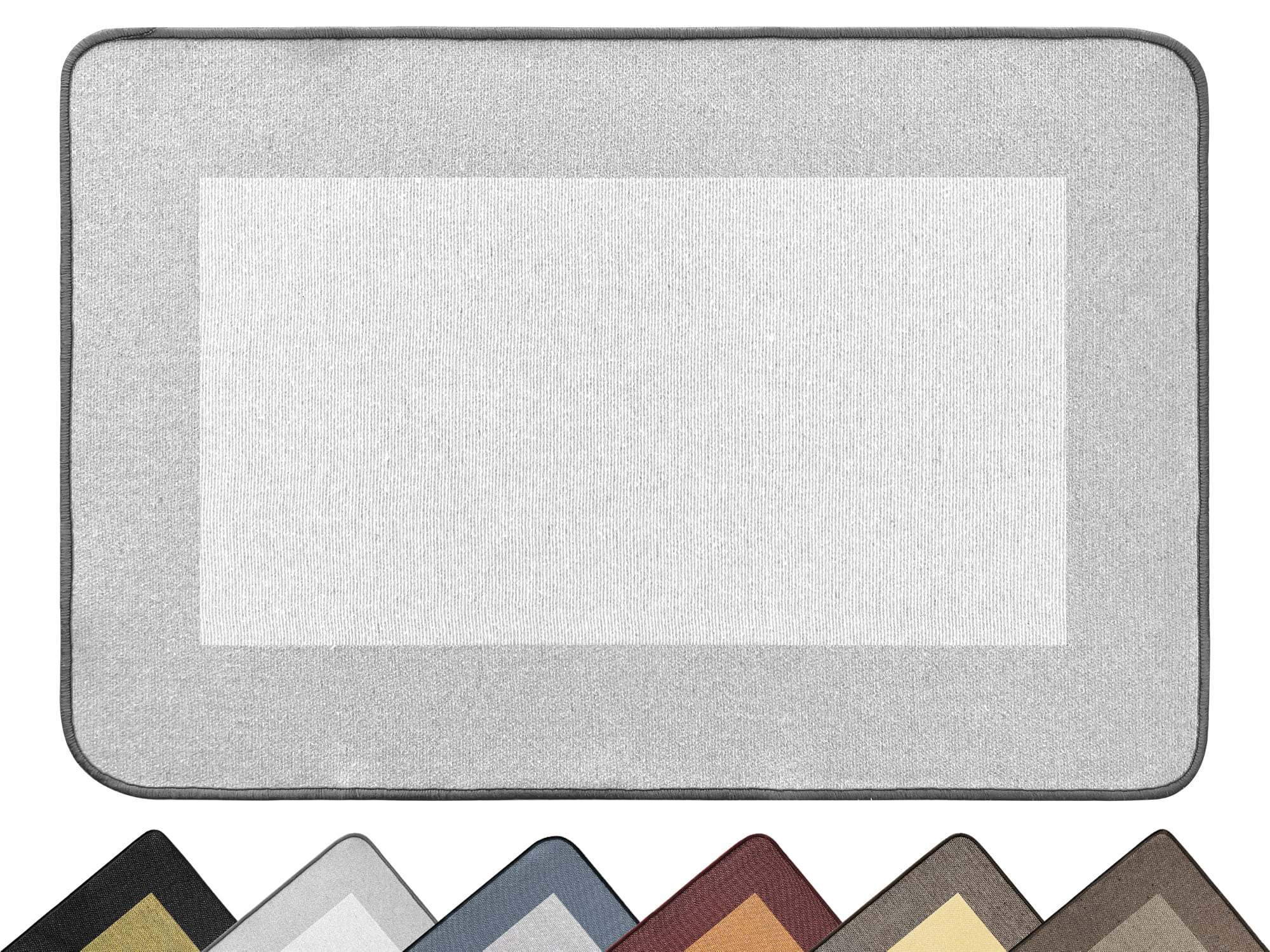 Tappeto Cucina Antiscivolo Assorbente Bordato Made in Italy Morbido Passatoia Multiuso Con Bordi Antisfilacciamento Corridoio Soggiorno Lavabile in Lavatrice Grigio - 60x90 cm