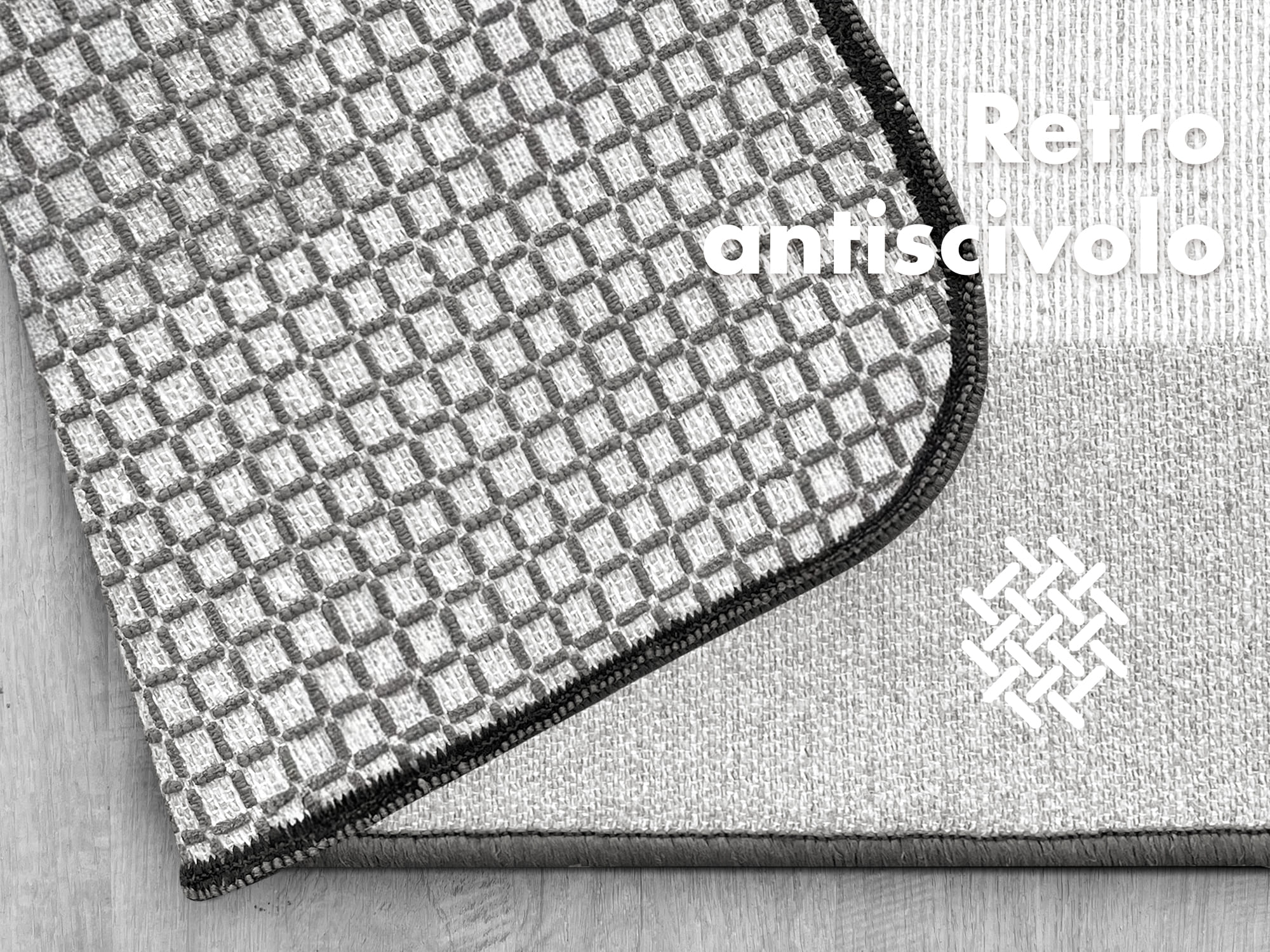 Tappeto Cucina Antiscivolo Assorbente Bordato Made in Italy Morbido Passatoia Multiuso Con Bordi Antisfilacciamento Corridoio Soggiorno Lavabile in Lavatrice Grigio - 45x60 cm