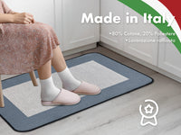 Tappeto Cucina Antiscivolo Assorbente Bordato Made in Italy Morbido Passatoia Multiuso Con Bordi Antisfilacciamento Corridoio Soggiorno Lavabile in Lavatrice Blu - 60x180 cm