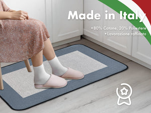 Tappeto Cucina Antiscivolo Assorbente Bordato Made in Italy Morbido Passatoia Multiuso Con Bordi Antisfilacciamento Corridoio Soggiorno Lavabile in Lavatrice Blu - 60x320 cm