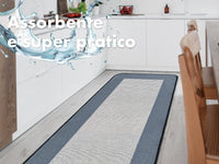Tappeto Cucina Antiscivolo Assorbente Bordato Made in Italy Morbido Passatoia Multiuso Con Bordi Antisfilacciamento Corridoio Soggiorno Lavabile in Lavatrice Blu - 60x90 cm