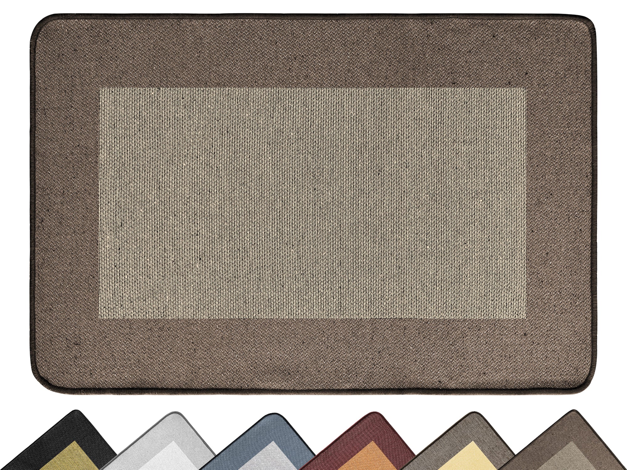 Tappeto Cucina Antiscivolo Assorbente Bordato Made in Italy Morbido Passatoia Multiuso Con Bordi Antisfilacciamento Corridoio Soggiorno Lavabile in Lavatrice Marrone - 60x120 cm